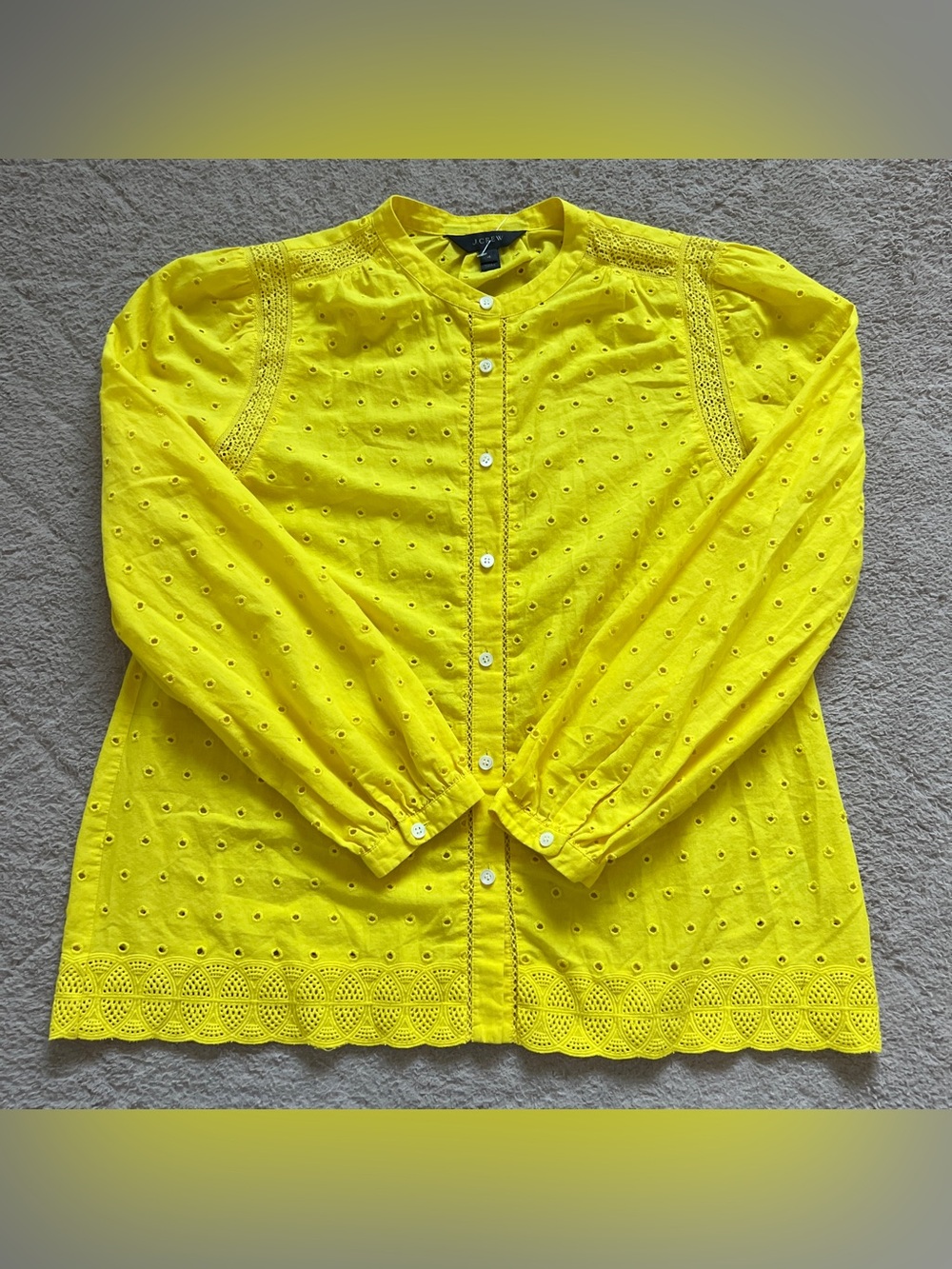 NWOT J. Crew Eyelet Button Down Blouse Cotton Preppy Office Old Money Chic Sz 4
